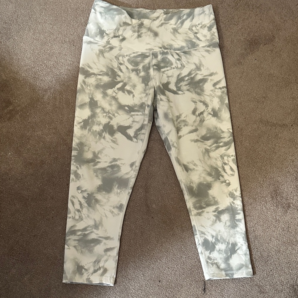 GAIAM Gray and White Tie-Dye Leggings